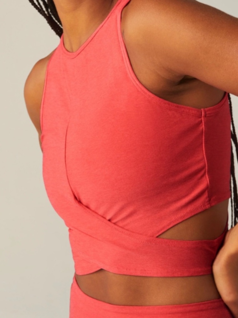 Featherweight Embrace Cropped Tank - Coral Glow Heather